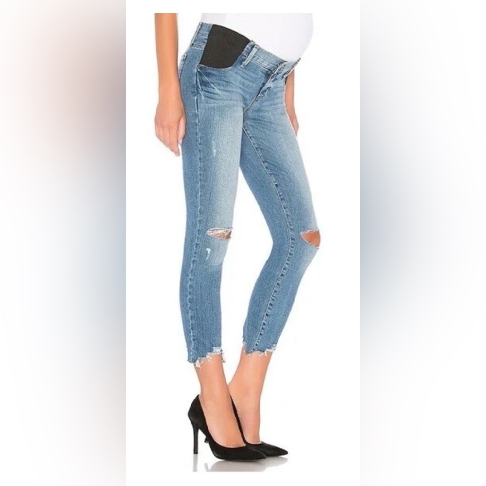 PAIGE Maternity Verdugo Crop Distressed Straight Leg Jean